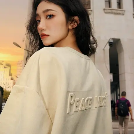 Nuthink美式潮牌麂皮绒钢印短袖T恤国潮宽松潮流半袖体恤新款男女图片