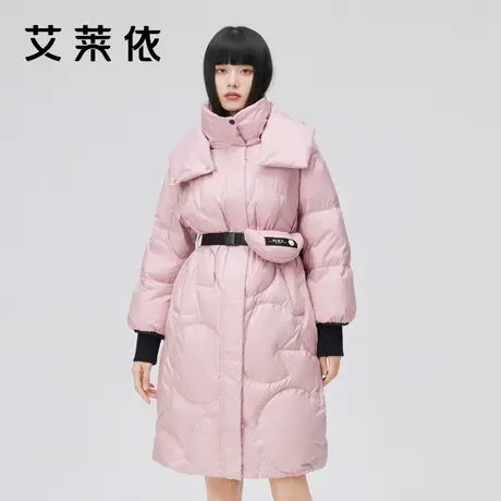 艾莱依冬季新款炫彩羽绒服长款女装可拆卸包秋冬时尚潮流温暖外套图片