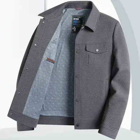 商务翻领夹克衫春秋装男士上班会议开衫中年爸爸装外套休闲上衣商品大图