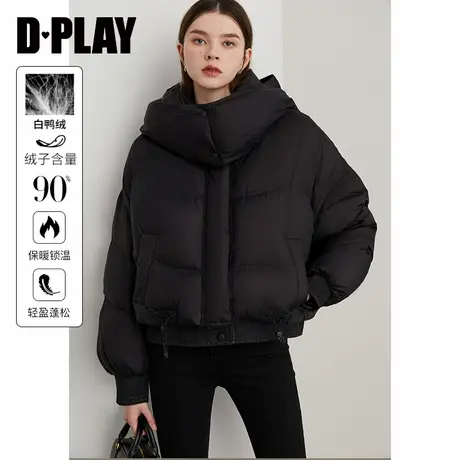 DPLAY年冬季新款黑色面包服90白鸭绒流行加厚短款羽绒服女图片