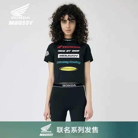 【HONDA】MOUSSY 2025夏季新品立领LOGO修身短袖T恤010ISL01-5991图片