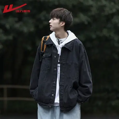 回力牛仔外套男春秋季高街潮牌日系工装夹克复古休闲翻领情侣上衣商品大图
