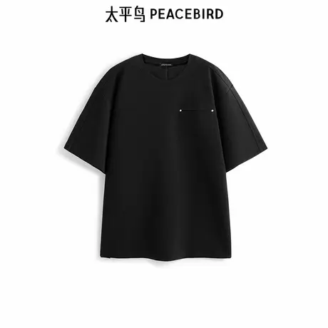 【商场同款】太平鸟男装 休闲T恤重磅宽松时尚纯色T恤 B1CNF1234商品大图