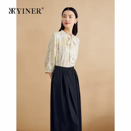 【真丝系列】YINER音儿秋16MM横斜绉桑蚕丝衬衫碎花上衣图片