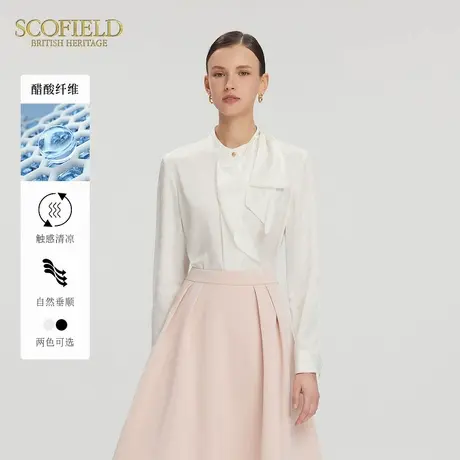 【醋酸】Scofield女装通勤飘带领衬衫优雅上衣2025春季新品商品大图