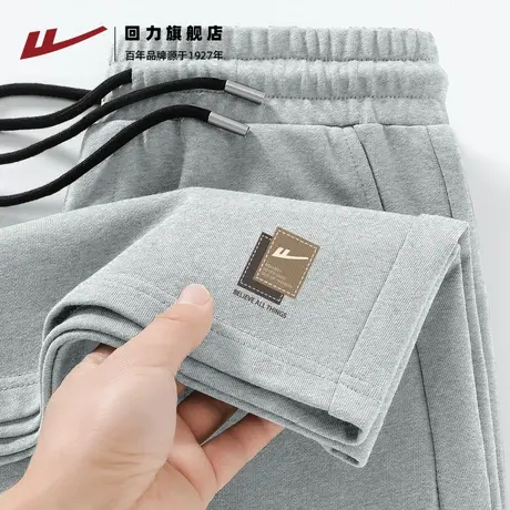 回力灰色美式短裤男款夏季跑步健身五分裤重磅纯棉休闲篮球裤男H商品大图