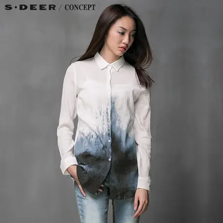 S·DEER＼CONCEPT【上新】圣迪奥墨意晕散肌理褶印衬衫S15180560图片