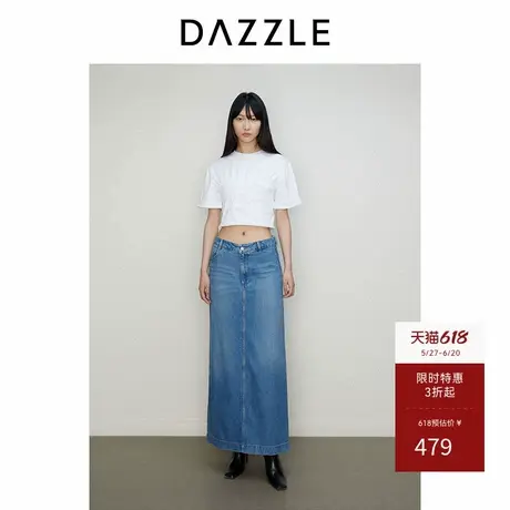 DAZZLE地素奥莱 T恤秋季女装白色法式立裁短袖短款圆领上衣图片