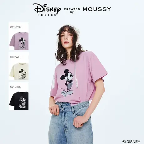 MOUSSY 2025夏季新品迪士尼联名经典米奇短袖T恤女010ISY90-4211图片