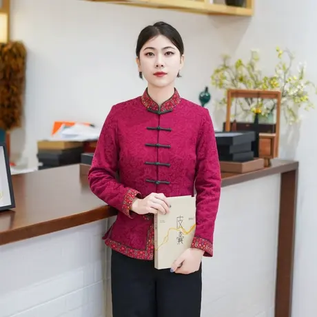 筠雅冬季新款加厚保暖唐装上衣旗袍棉衣棉服年轻款中式女装24J392商品大图