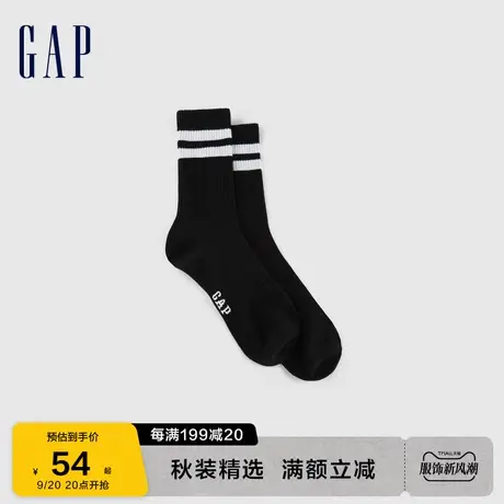 Gap男装秋季2023新款LOGO撞色条纹针织中筒袜837328透气吸汗短袜图片