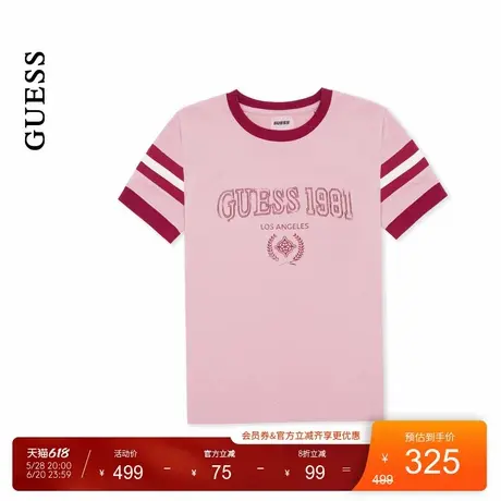 GUESS25年新款夏季女士字母LOGO印花直筒圆领短袖T恤-V5RI00KA260图片