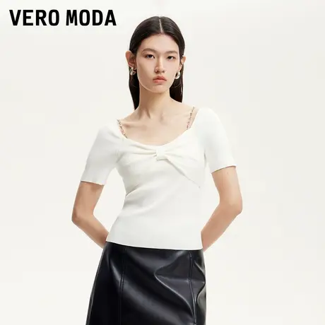 Vero Moda奥莱针织短袖女2025夏季新款钻链肩带甜美上衣325124057图片