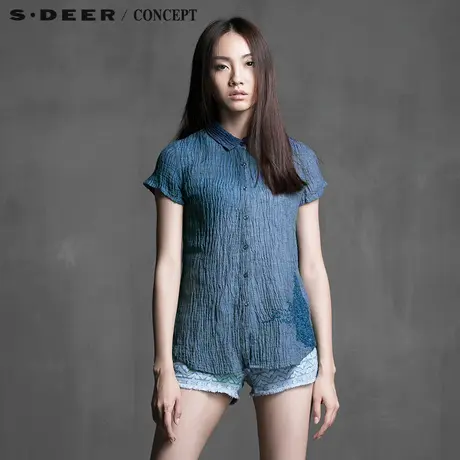 S·DEER＼CONCEPT【新品】圣迪奥乱线凸绣晕染渐变衬衫5280408图片