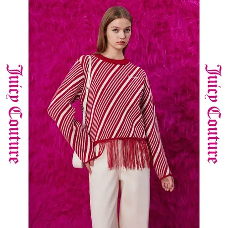 Juicy Couture橘滋春夏新款上衣针织毛衫时尚气质流苏圆领毛衣女商品大图