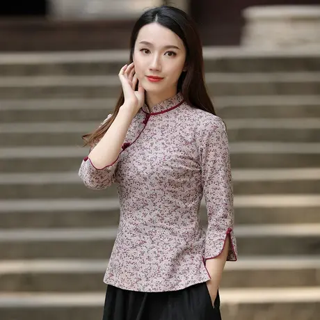 筠雅旗袍式上衣复古唐装女盘扣中国风改良汉服盘扣复古民国风女装商品大图