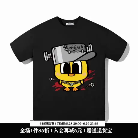 Ohlyah设计师原创卡通品牌短袖t恤女oversize国潮ins夏季新款班服商品大图