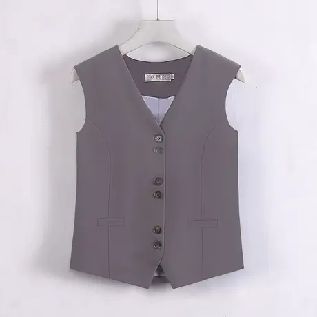 西装马甲女小背心春夏秋薄新款修身外搭坎肩短款无袖双扣外穿v领商品大图