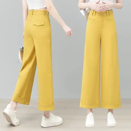 天丝棉九分窄版直筒休闲裤女2025年夏季新款轻薄垂顺小个子阔腿裤商品大图