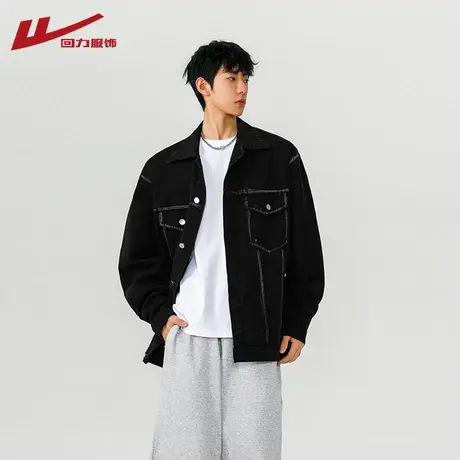回力美式工装牛仔外套男春秋季2025新款日系复古宽松上衣翻领夹克图片