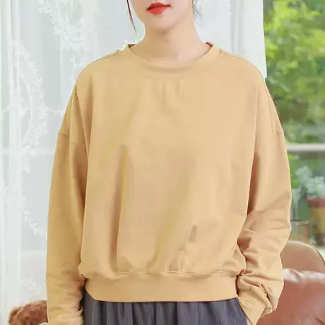 胖妹妹秋装棉质宽松针织卫衣 大码前短后长图片