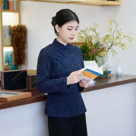 筠雅冬季新款唐装女中国风旗袍小袄夹棉保暖新中式盘扣棉衣24J472图片