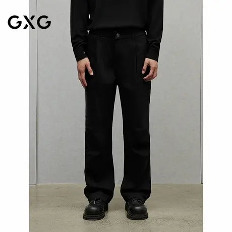 GXG男装 褶皱设计牛仔裤通勤休闲裤宽松直筒男长裤 2024冬季新品商品大图