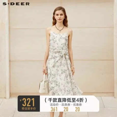 sdeer圣迪奥女装优雅不规则印花吊带连衣裙S232Z12CQ商品大图