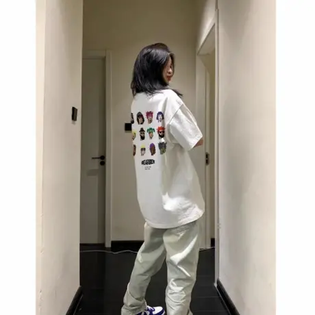 潮牌美式高街重磅纯棉白色短袖t恤女2025新款爆款设计感半袖上衣图片