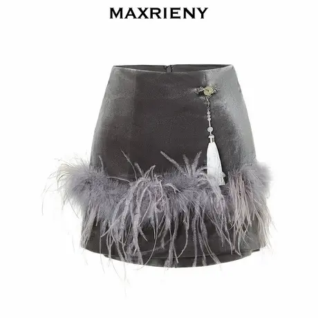 【奥莱】MAXRIENY新中式丝绒短裤显瘦裤裙图片