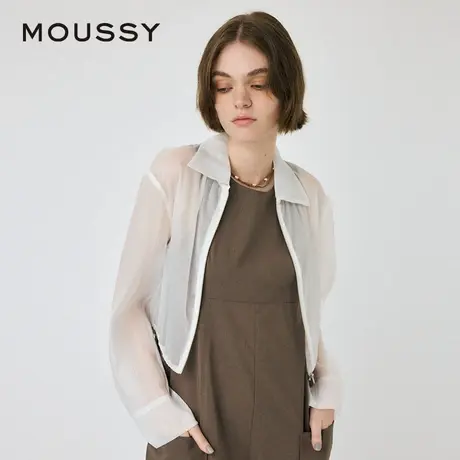 MOUSSY 夏季休闲风透视遮阳拉链抽绳衬衫女010HS230-2131图片