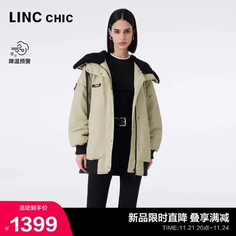 LINCCHIC金羽杰羽绒服女中长款2023秋冬新品量感大披肩帽夹克3264商品大图