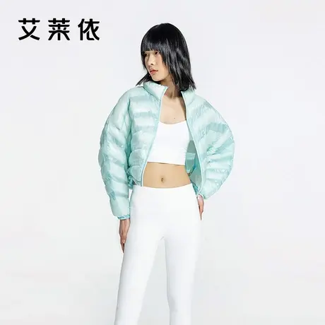 艾莱依短款羽绒服女冬季鸭绒光感轻薄设计感女士立领修身保暖外套商品大图