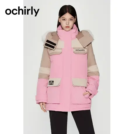 【新降】户外滑雪系列 欧时力羽绒服23新款冬装可拆毛领撞色商品大图