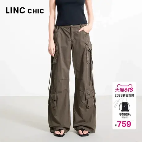 LINC金羽杰2025年夏季新款裤子宽松直筒工装裤长裤女户外穿搭178Y商品大图
