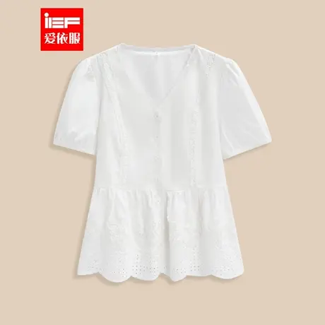 IEF/爱依服2025夏季新款法式温柔小女人气质通勤百搭V领裙上衣商品大图
