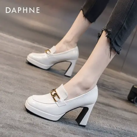 Daphne达芙妮 小个子网红推荐~时尚百搭配裙子粗跟一脚蹬单鞋女鞋商品大图