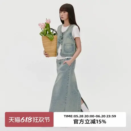 omont蛋挞家 复古设计感牛仔马甲2025春季高级感叠穿时尚背心外套商品大图