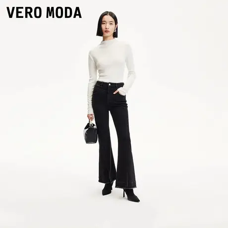 Vero Moda奥莱牛仔裤女2025早春新款中腰开叉显瘦微喇裤通勤休闲商品大图
