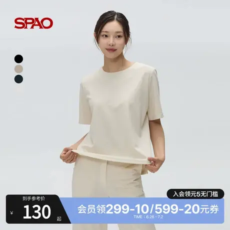 SPAOSPAO韩国同款2025年夏季新品女士简约休闲圆领短袖雪纺衫商品大图