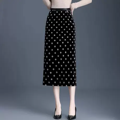 波点半身裙女2025年秋冬新款中长款复古气质直筒裙高腰显瘦一步裙商品大图