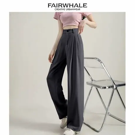 马克华菲黑色西装裤女2025春夏新款高腰垂感高级感西裤直筒小个子商品大图