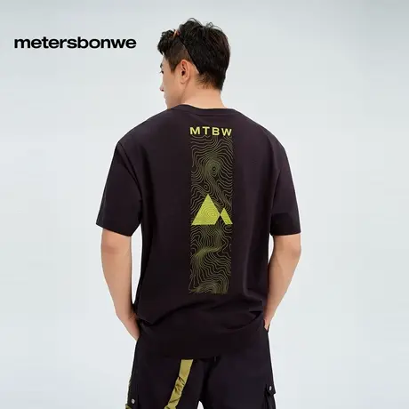 美特斯邦威短袖T恤男2025秋季新款潮流印花休闲透气抗菌圆领体恤商品大图