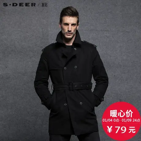 sdeerhe圣迪奥简约复古中长款男士风衣H13471855图片