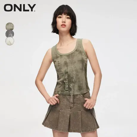 ONLY奥莱夏季时尚复古修身印花短款无袖背心T恤女商品大图