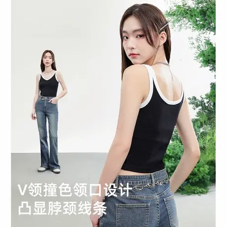 KWV真维斯吊带背心女可外穿V领撞色内搭夏显瘦2025新款无袖上衣商品大图