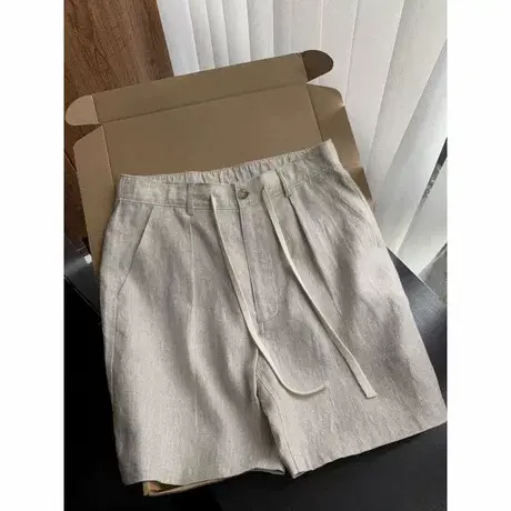 老钱风天丝亚麻短裤男款夏薄款宽松休闲棉麻裤子轻熟风西装五分裤商品大图