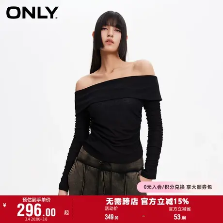 ONLY奥莱夏季潮流一字领弹力修身短款长袖T恤女图片