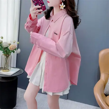 设计感渐变扎染长袖衬衫女春季2025新款宽松休闲显瘦百搭外套上衣商品大图