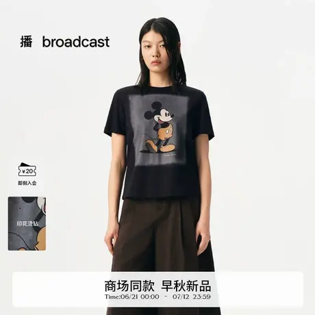 播商场同款迪士尼米奇系列休闲宽松短袖T恤女25早秋新BDS3YD3033商品大图